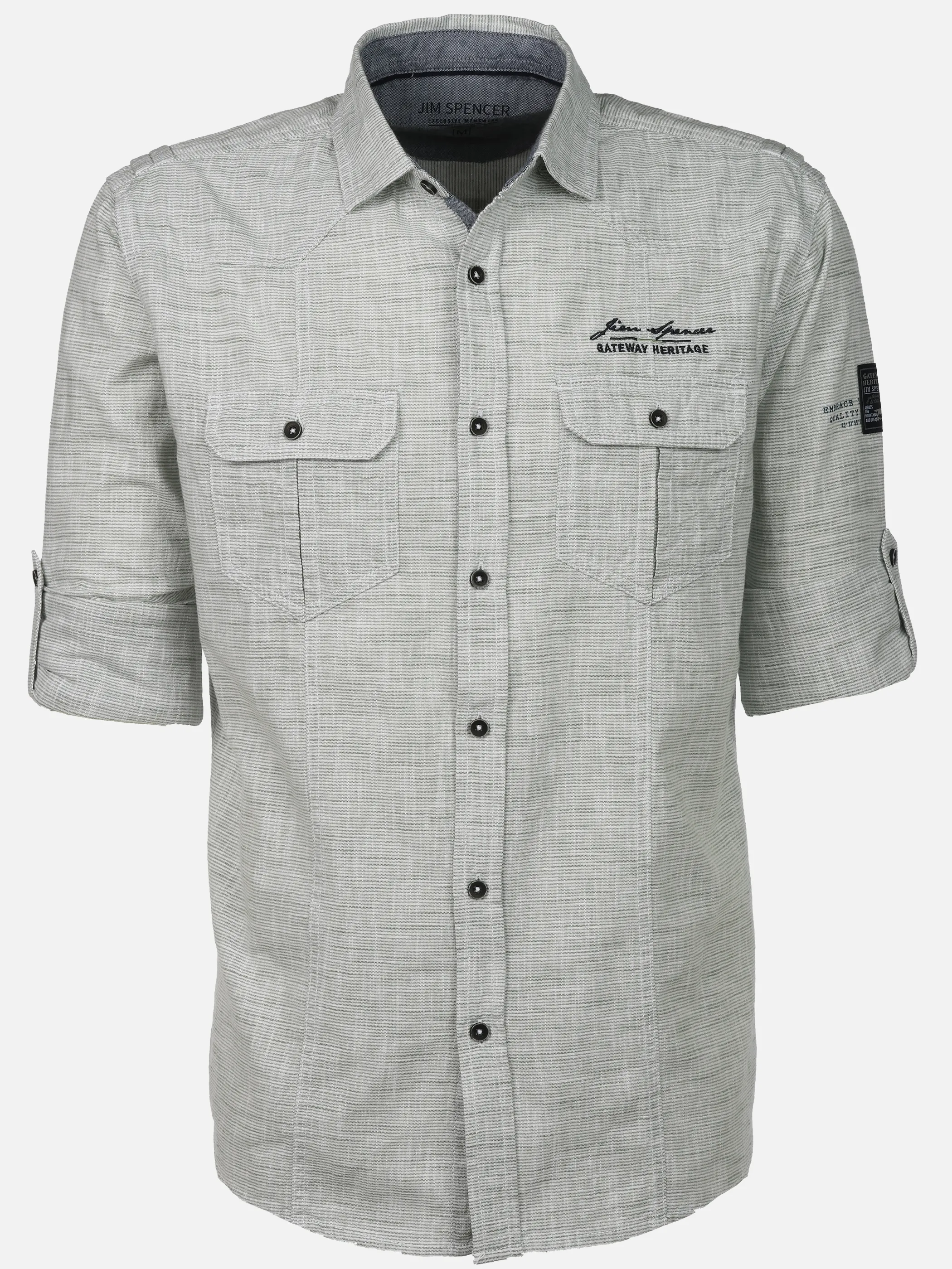 Jim Spencer He. Freizeithemd 1/1 Arm slub Krempelarm Grün 922241 LT GREEN 1